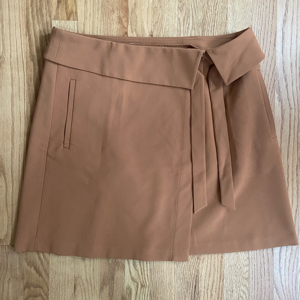 LOFT Camel Wrap Skirt with pockets